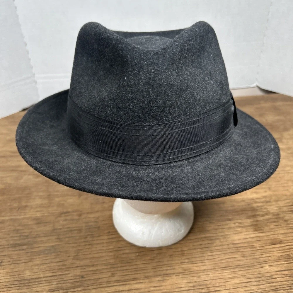 Goorin Brothers The Doctor 100% Wool Fedora Hat Mens Size XL Black Gray